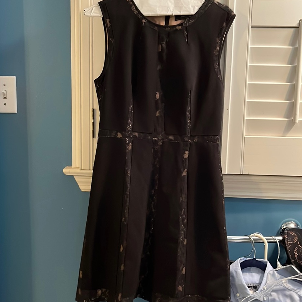BCBG black cocktail dress with lace detail